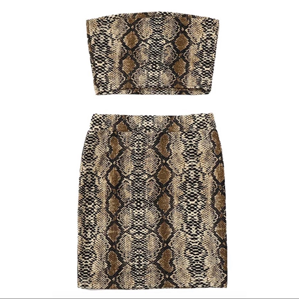 snake print two piece set